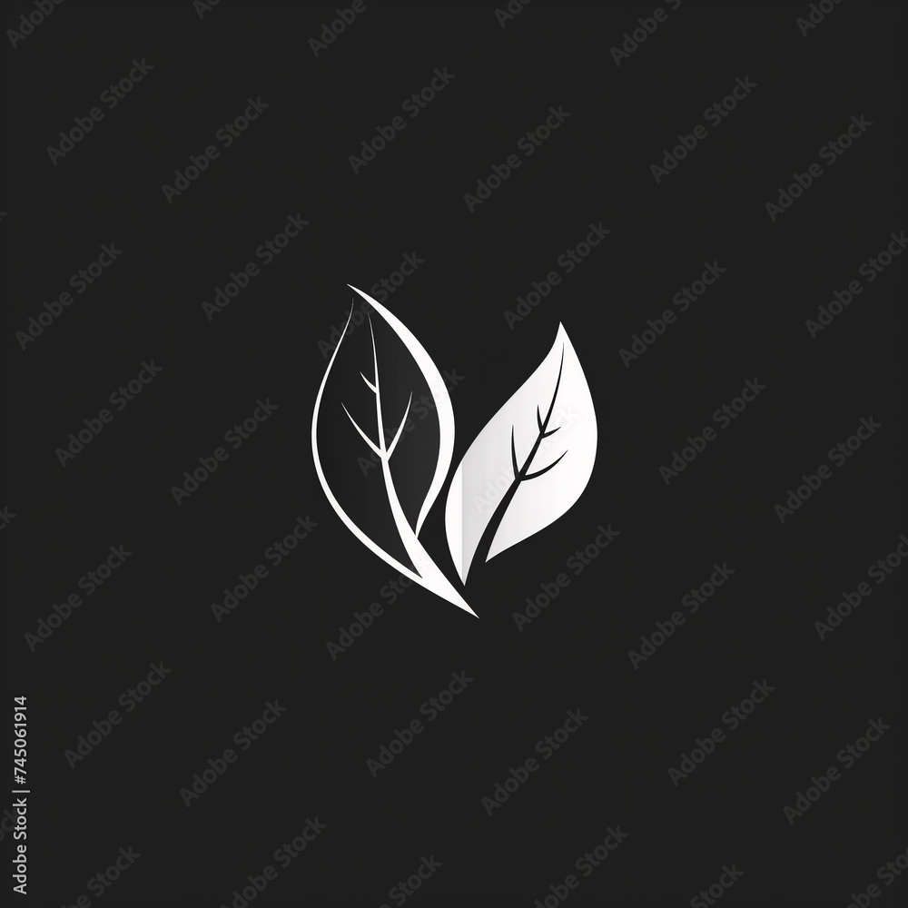 Elegant Monochrome Leaf Logo Design, Symbolizing Growth and Natural Wellness