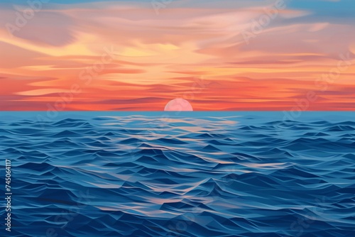 Sunset Serenade Ocean Waves and the Rising Sun Generative AI