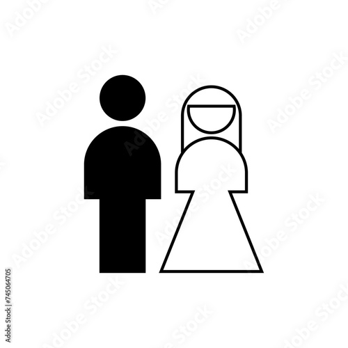 Newlyweds icon. Wedding sign. Marriage symbol