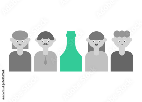 Alcoholics Anonymous Club sign logo. People and alcohol. Concept for meeting of people with alcoholism icon