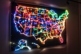 Neon USA Map A Glowing Tribute to American History Generative AI