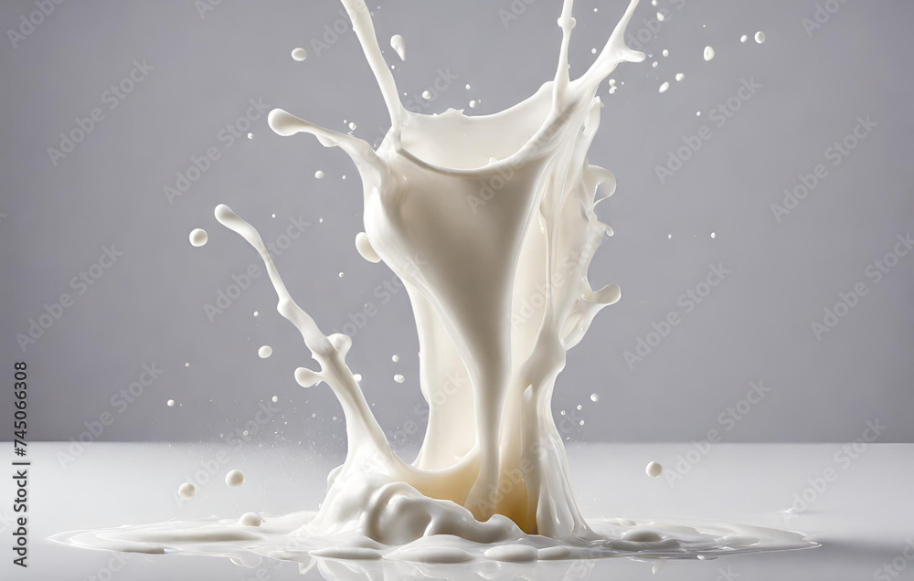 Milk splashes realistic composition with isolated image of spluttering white
