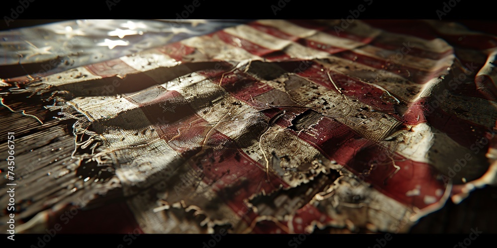 Ripped American Flag A Torn and Worn Symbol of Patriotism Generative AI ...