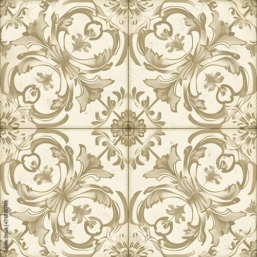 Timeless Elegance: Victorian Era Tile Pattern Adorned with Elegant Lacy Pattern, Background, Hand Edited Generative AI