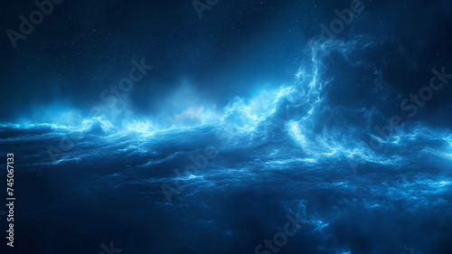 Abstract art with luminous blue waves