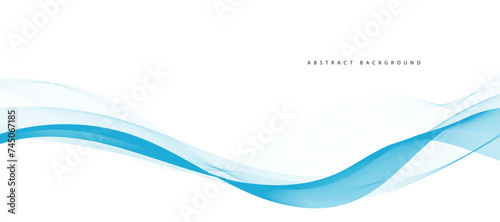 Abstract smooth flowing blue wavy design background © VectorStockStuff