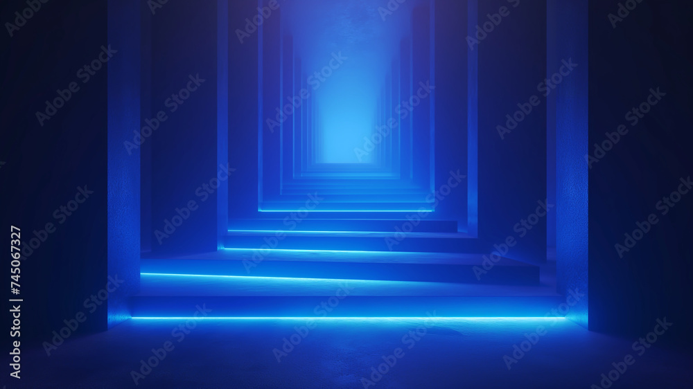 Abstract background with stairs heading to blue light Abstract background with stairs heading to blue light
