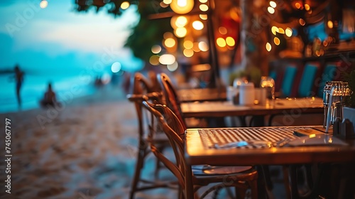 Beachside Restaurant Ambiance at Dusk