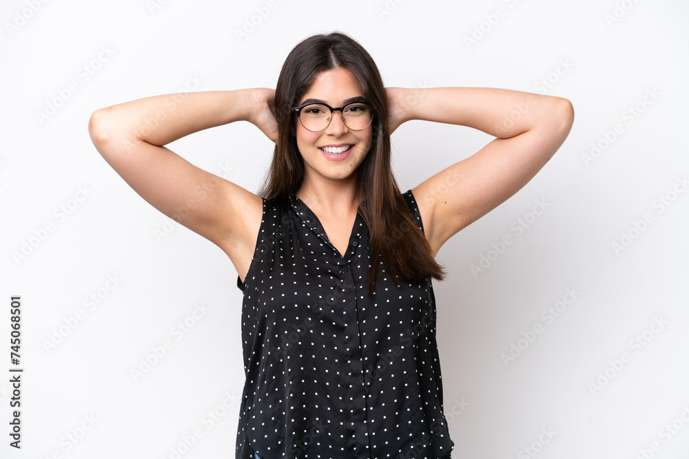 Young Brazilian woman isolated on white background laughing Young Brazilian woman isolated on white background laughing