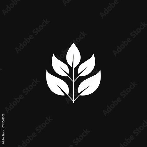 Stylized Black and White Leaf Emblem, Ideal for Eco-Friendly and Sustainable Brands © HecoLogo