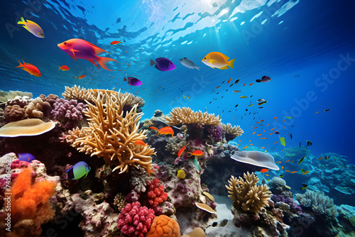 Illuminated Underwater World - A Vivid Rendezvous of Marine Life and Coral Architecture in HD