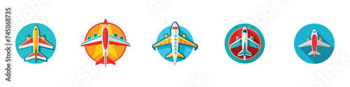 Plane icon, plane line icon on white background, set of different airplane icon, Plane icon