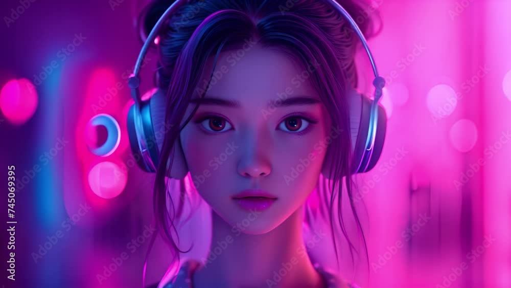 ネオンカラーの女性,Generative AI ネオンカラーの女性,Generative AI