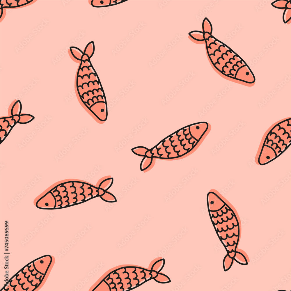 Pink seamless pattern with fish Pink seamless pattern with fish