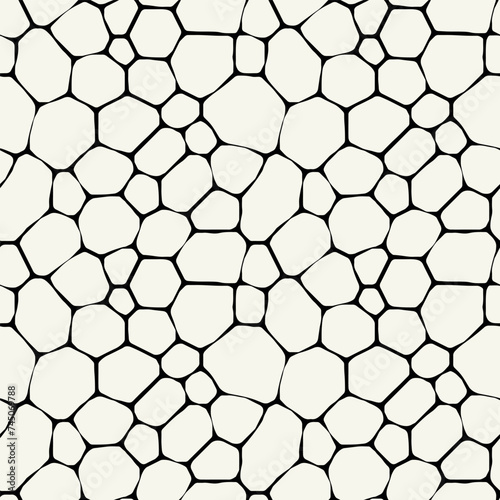 Vector seamless pattern. Monochrome organic shapes. Stylish structure of natural grid. Hand-drawn abstract background. Can be used as a swatch. Natural monochrome print.
