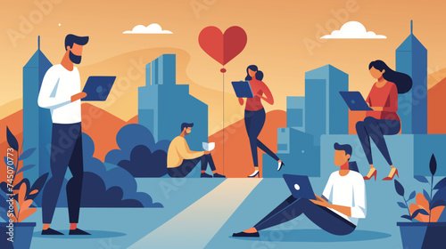 City Park Leisure Time With Tech-Engaged Citizens