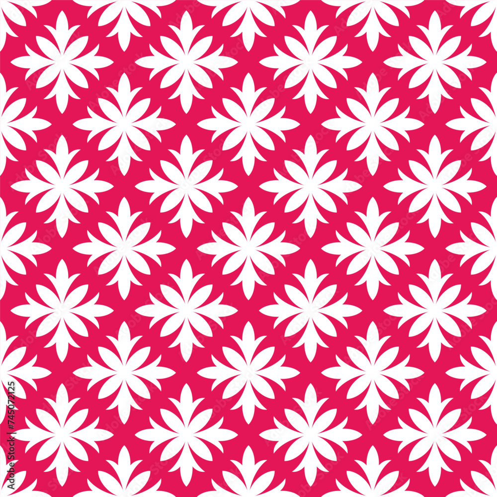 Pink seamless pattern with white abstract flowers Pink seamless pattern with white abstract flowers