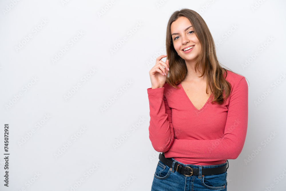 Young caucasian woman isolated on white background laughing Young caucasian woman isolated on white background laughing
