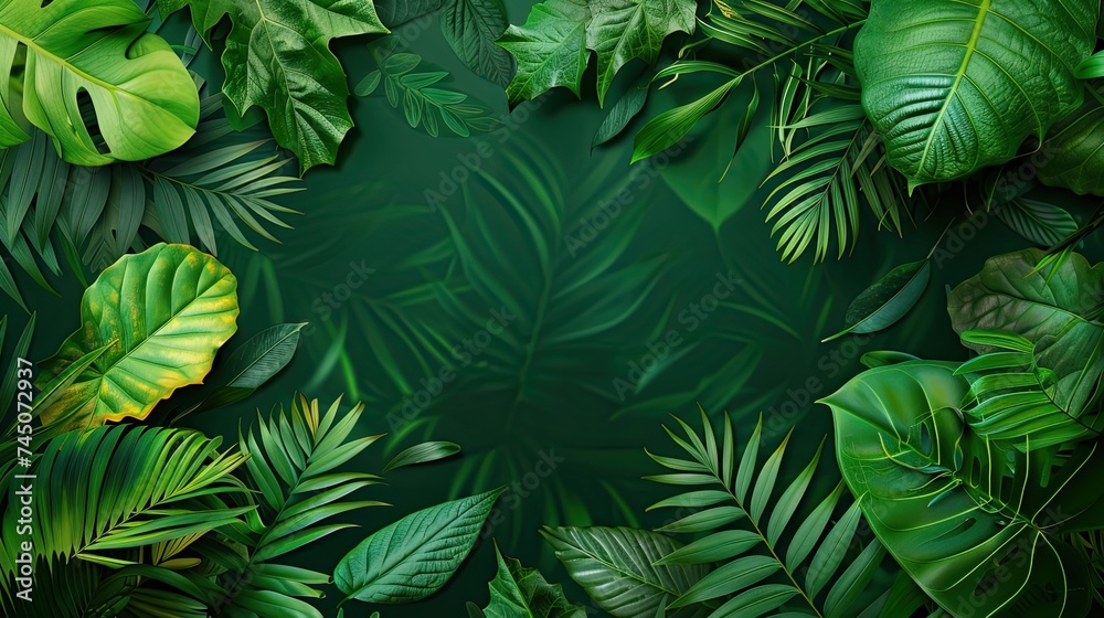 eco friendly background green leaves decorated with copy space