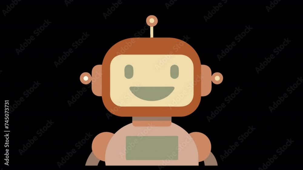 Animation of a cheerful chatbot in touch. No background with alpha channel. Animation of a cheerful chatbot in touch. No background with alpha channel.