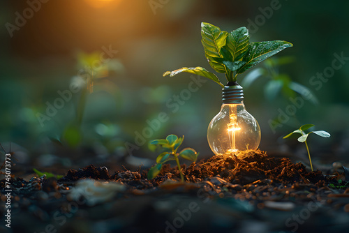 Light Bulb With Plant Growing