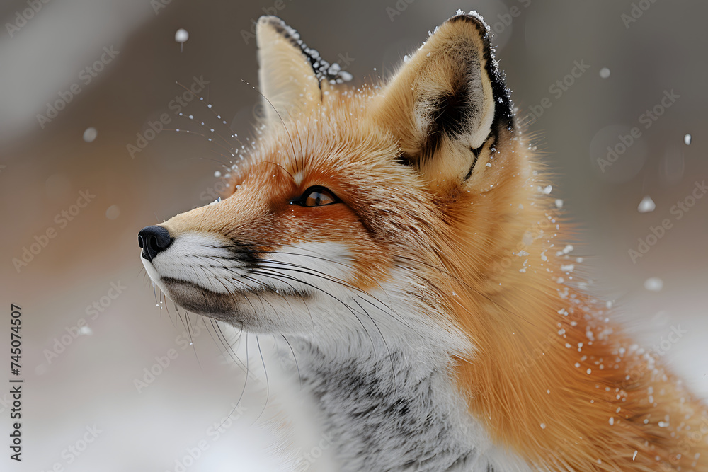 Close Up of a Fox in the Snow