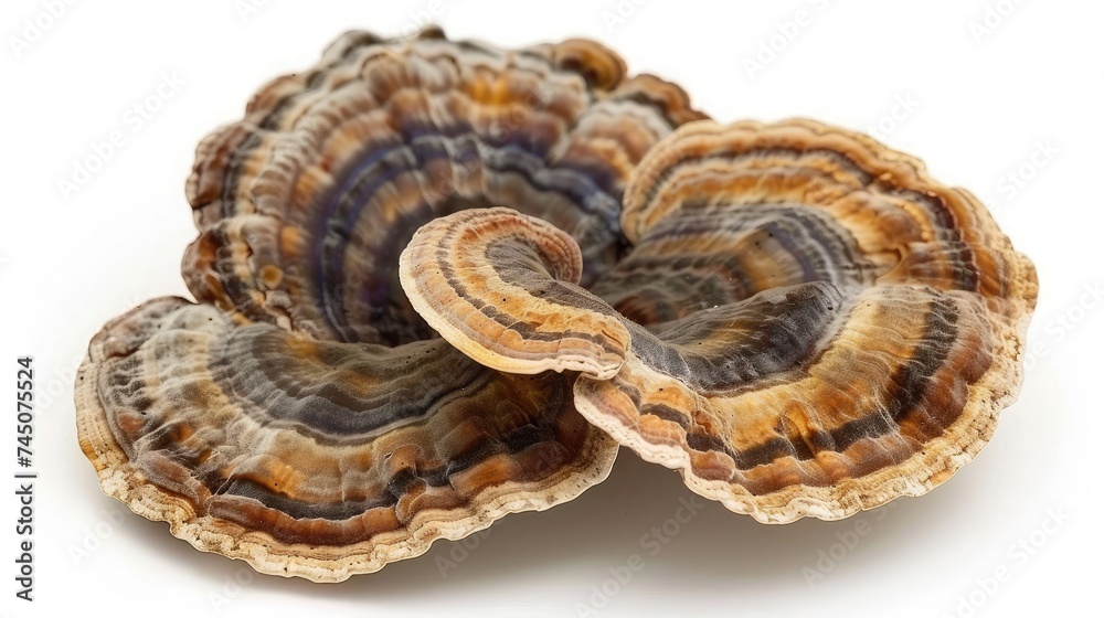 organic turkey tail mushroom in white background organic turkey tail mushroom in white background