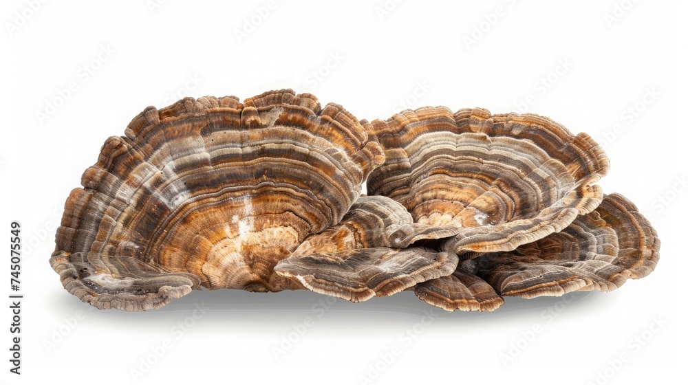 organic turkey tail mushroom in white background organic turkey tail mushroom in white background