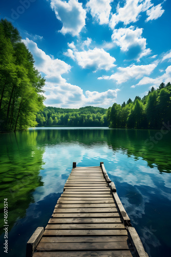 Serene Beauty of The Untouched Lake Encapsulated in Bright Daylight
