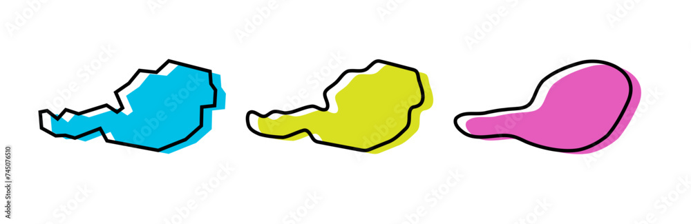 Ταπετσαρία Austria country black outline and colored country silhouettes in three different levels of smoothness