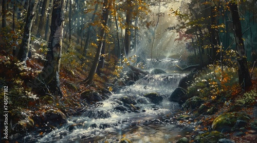 fall forest stream Smolny in russian primorye reserve photo
