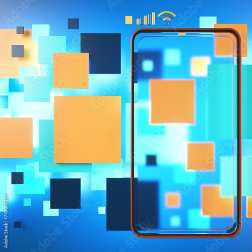 3D smartphone illustration background. technology abstract concept design. 3D rendering. digital object geometry. futuristic symbol device connection. blank copy space. business media app infomation