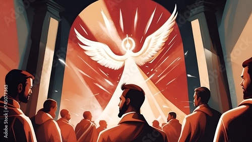 Shavuot, Pentecost sunday holy spirit, Dove, Holy Spirit, and Flame for Pentecost illustration. photo