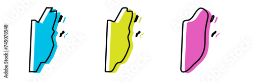Belize country black outline and colored country silhouettes in three different levels of smoothness. Simplified maps. Vector icons isolated on white background.