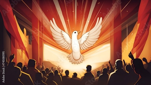 Shavuot, Pentecost sunday holy spirit, Dove, Holy Spirit, and Flame for Pentecost illustration. photo