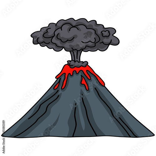 Erupting Volcano Drawing Illustration