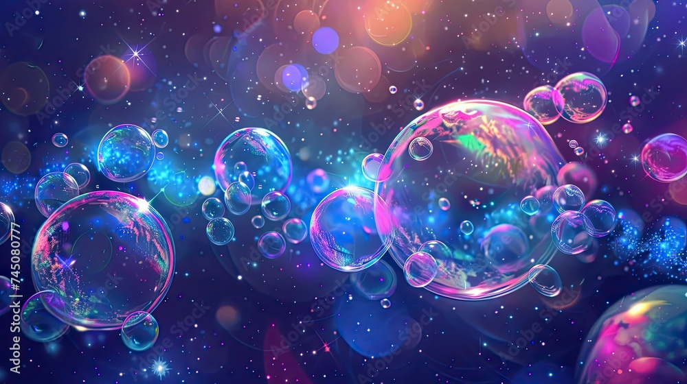 Glowing liquid, shapes, neon, bright, 3d, bubbles, backgrounds