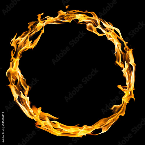 circle frame from bright yellow sparks on black © Alexander Potapov