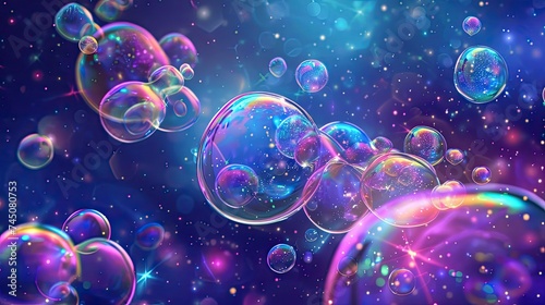 Glowing liquid, shapes, neon, bright, 3d, bubbles, backgrounds