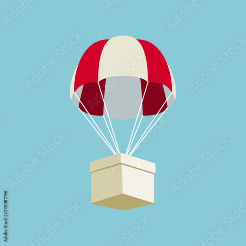 Wallpaper Mural Box falling with parachute.Airdrop concept design, box fall from the sky.  Torontodigital.ca