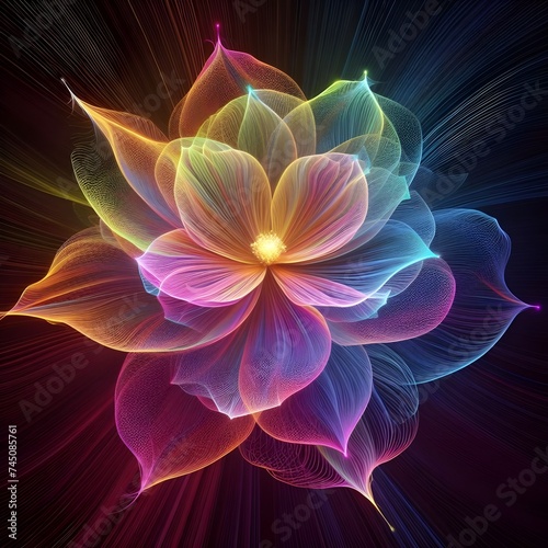 Simple neon rainbow flower.  © Yuthana