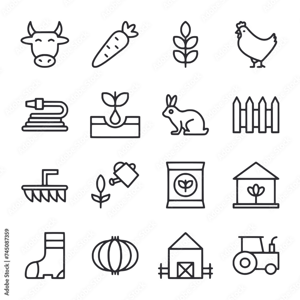 set of icons Farming