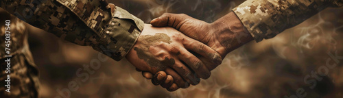 A unique representation of soldiers from the American military coming together in solidarity, hand in hand