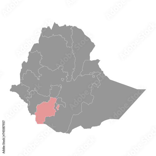 South Ethiopia Regional State map  administrative division of Ethiopia. Vector illustration.
