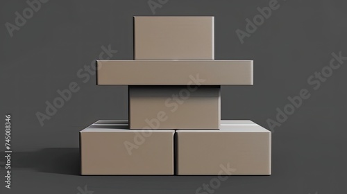 The boxes seem to be flying, repeating chamfer boxs decreasing in height upwards, black background, white boxes photo