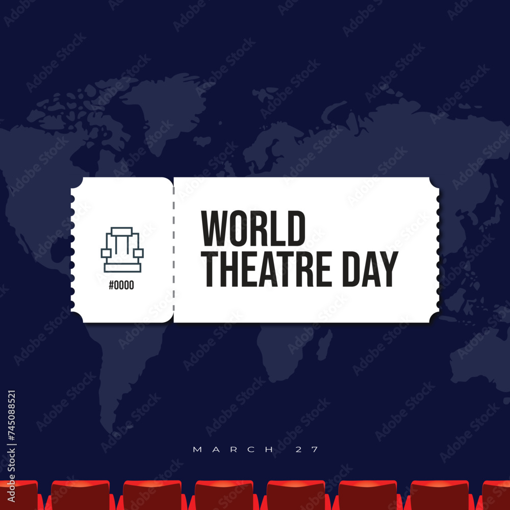 World Theatre Day vector, Celebrating Theater for Web Banner or Landing Page Templates, social media design.
