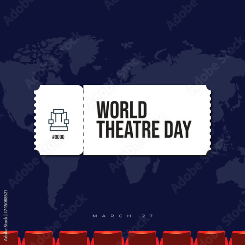 World Theatre Day vector, Celebrating Theater for Web Banner or Landing Page Templates, social media design.