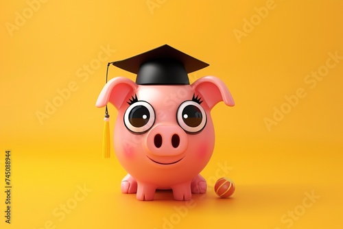Piggy Bank with Graduation Cap and Ball A Cute and Creative Way to Save for College Generative AI