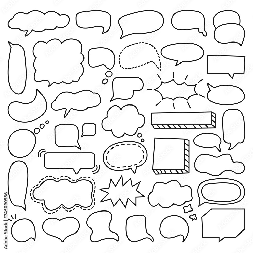 Fototapeta premium Collection of hand drawn speech bubble doodle illustration