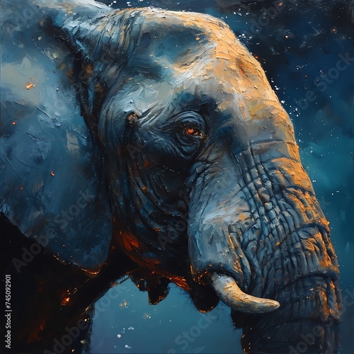 Artistic Close-Up of Elephant Face